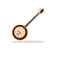 Art Illustration Icon Logo Music Tools Design Concept Symbol Of Banjo