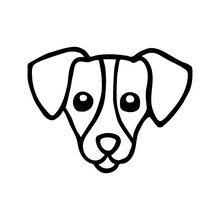 Doodle Jack Russel Terrier Dog Head. Hand Drawn Vector Illustration Isolated On White Background