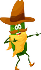 Sticker - Cartoon funny cowboy cucumber, sheriff, robber