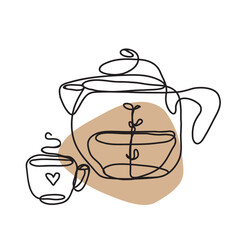 Wall Mural - line art coffee tea-04