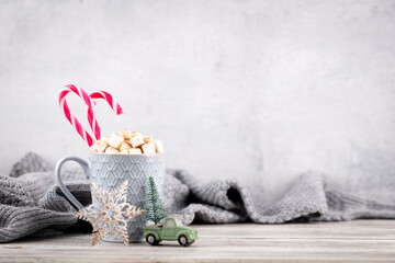 Wall Mural - Christmas candy cane cozy background.