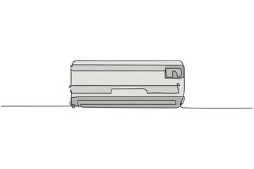 Poster - single continuous line drawing of wall air conditioner household utensil. electronic living room hom