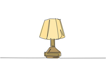 Poster - Single continuous line drawing of elegance classic table lamp for interior design. Electronic desk lamp home appliance concept. Modern one line draw design graphic vector illustration