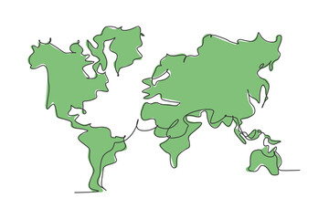 Poster - world atlas. continuous one line drawing of world map minimalist vector illustration design on white