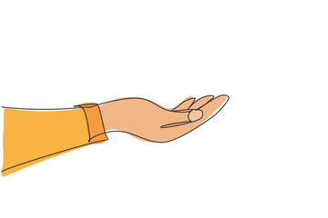 Poster - hand holding gesture. single continuous line hand gesture graphic icon. simple one line draw doodle 