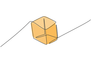 Poster - single one line drawing of cube geometry shape. back to school minimalist, education concept. contin