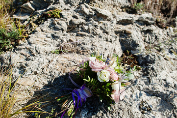 Wall Mural - Beautiful tender wedding bouquet and rings.