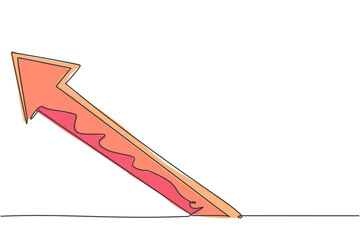 Poster - single continuous line drawing of rising arrow up sign symbol. business increasing sales growth grap