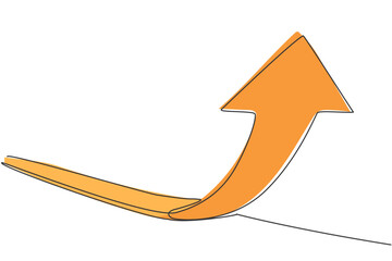 Poster - single continuous line drawing of rising up arrow sign symbol. increasing market sales strategy perf