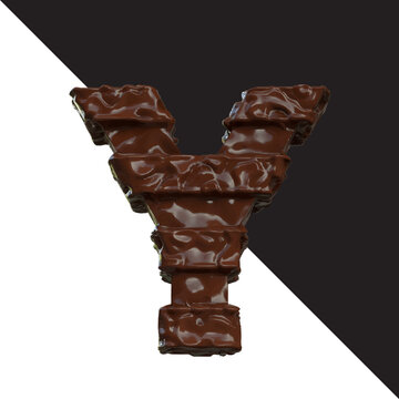Symbols made of chocolate. letter y