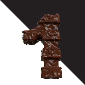 Symbols made of chocolate. number 1