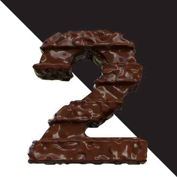 Symbols made of chocolate. number 2