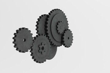 Poster - gear wheels on a white background. business concept, working modes. 3d render.