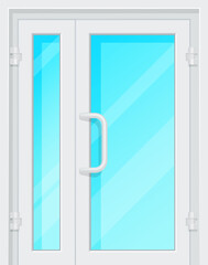 Sticker - White plastic door, vector doorway with window