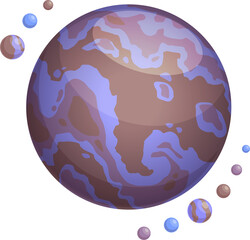 Poster - Cartoon alien multicolor planet magic universe