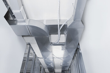 Ceiling with ventilation system indoors, bottom view