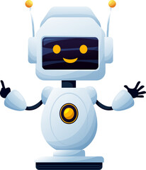 Fototapete - Cartoon robot, electronic futuristic bot, cyborg