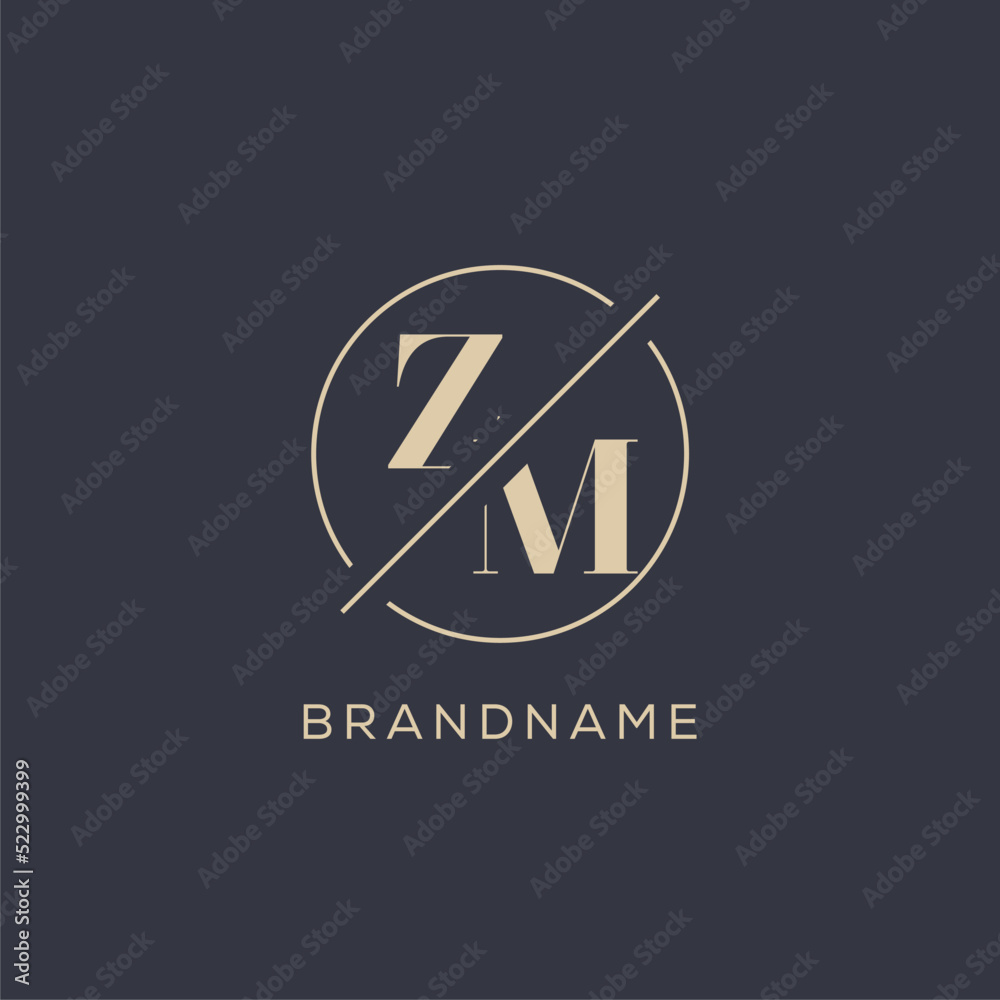 Initial letter ZM logo with simple circle line, Elegant look monogram ...