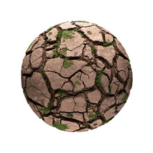 Earth Soil Brown Cracked Grass Desert Ball Isolated  On Transparent Background 3d