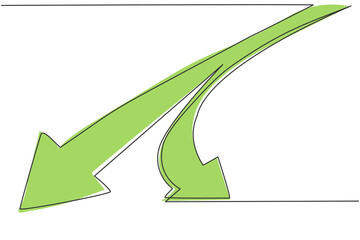 Poster - continuous one line drawing of branch path wat with arrow symbol. way of success option direction mi
