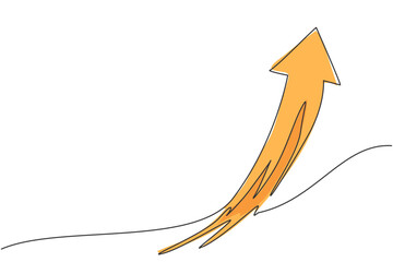 Poster - single one line drawing of flying up arrow symbol on the sky. business finance growth graph minimal 
