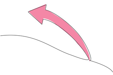 Poster - Single continuous line drawing of backward direction arrow shape symbol. Undo action icon. Minimalism concept dynamic one line draw graphic design vector illustration
