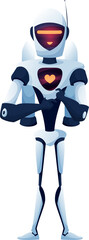 Poster - Cartoon robot with jet pack, electronic ai droid