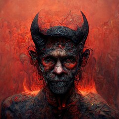 Wall Mural - Portrait of devil, Illustration, drawing, 3d Illustration, 3d render