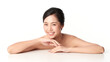 © kitthanes  - Beautiful young asian woman with clean fresh skin on white background, Face care, Facial treatment, Cosmetology, beauty and spa, Asian women portrait.