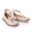 Pair of stylish elegant sandals for little girl isolated on white background.