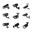Surveillance Camera. security. icons. web. vector illustration. video. set.