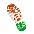 Boot print in colors of national flag on white background. Niger