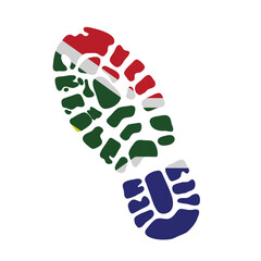 boot print in colors of national flag on white background. south africa