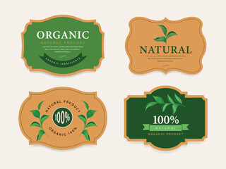 Wall Mural - Organic label, natural label, organic banner with hand drawn stain brush watercolor. Tag and badge organic logo vegan food mark.