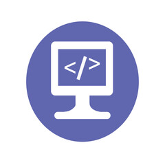 logo design and computer monitor display icon.show code or syntax of programming. perfect for those who want design and icons for programming technology
