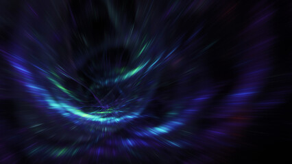 Wall Mural - Abstract blurred blue rays. Fantastic space background. Digital fractal art. 3d rendering.