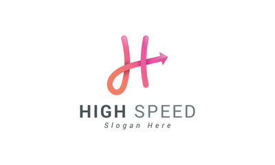 Wall Mural - Letter H 3d red colour high speed arrow motion logo