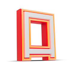 Wall Mural - Red 3D alphabet  japan style with orange neon light, 3d rendering.