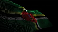 Seamless Looping Animated Digital Flag Of Dominica Overlay Rendered Of Points In 4K Resolution Including Luma Matte