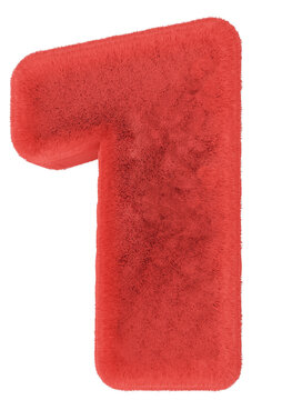 number made from fur . 3d render