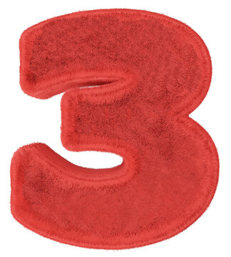 number made from fur . 3d render
