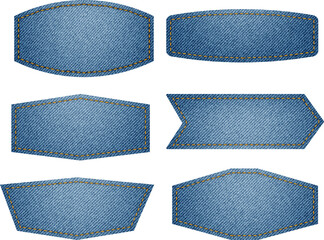 Aufkleber - Jeans signs label tag, isolated Clipping paths for design work empty free space mock up