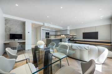 Wall Mural - Luxury modern high tech furnished apartment in downtown of Montreal, Canada