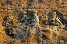 Jackson, And Jefferson Davis, Ride Horseback At A Controversial Carving At Stone Mountain, Georgia, Near Atlanta