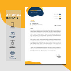 Wall Mural - Corporate letterhead Design Template, Yellow and Blue Fully Editable Professional Letterhead