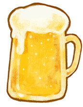 Cold God Larger Beer With Foam Alcohol Booze Drink Hand Digital Painting Illustration