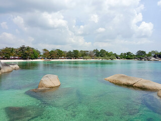 Wall Mural - Beautiful Tropical Tanjung Tinggi Beach, Belitung Island, Indonesia.