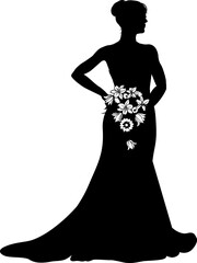 Wall Mural - Bride Bridal Wedding Dress Silhouette Woman Design