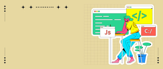 Development front-end back-end programming teaching vector illustration
