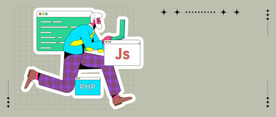 Development front-end back-end programming teaching vector illustration
